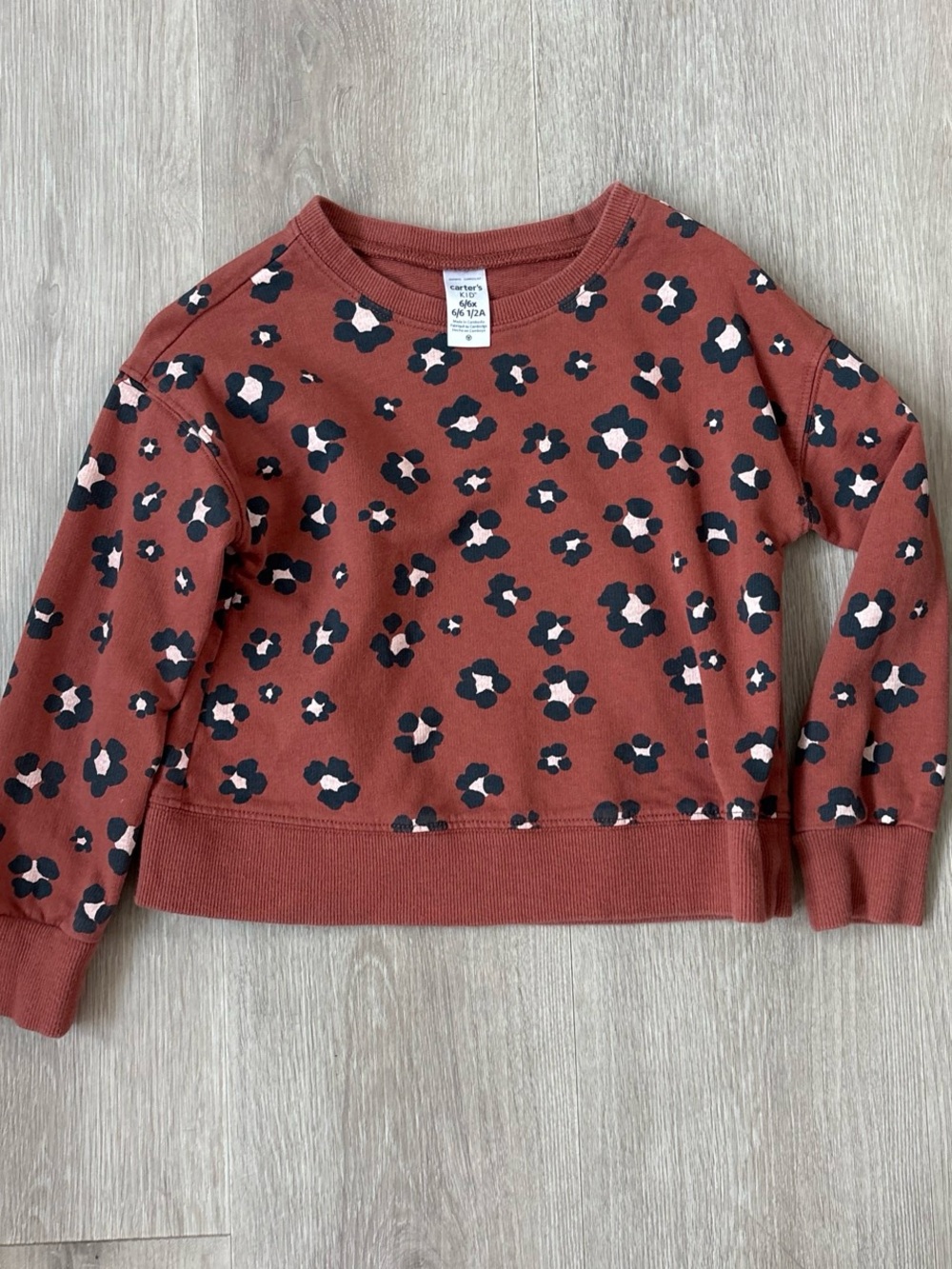 Carter’s Girls’ Floral Animal Print French Terry Sweatshirt – Size 6/6X
